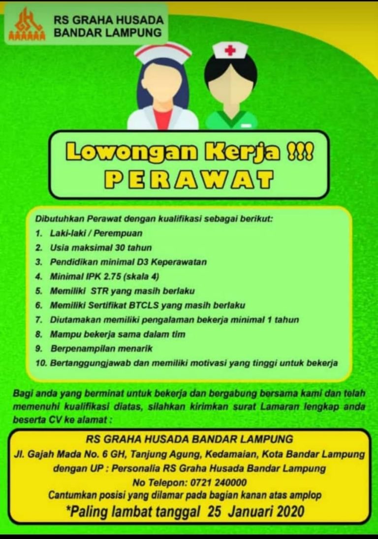 LOWONGAN KERJA PERAWAT RS GRAHA HUSADA BANDAR LAMPUNG | | STIKes Panca Bhakti Bandar Lampung